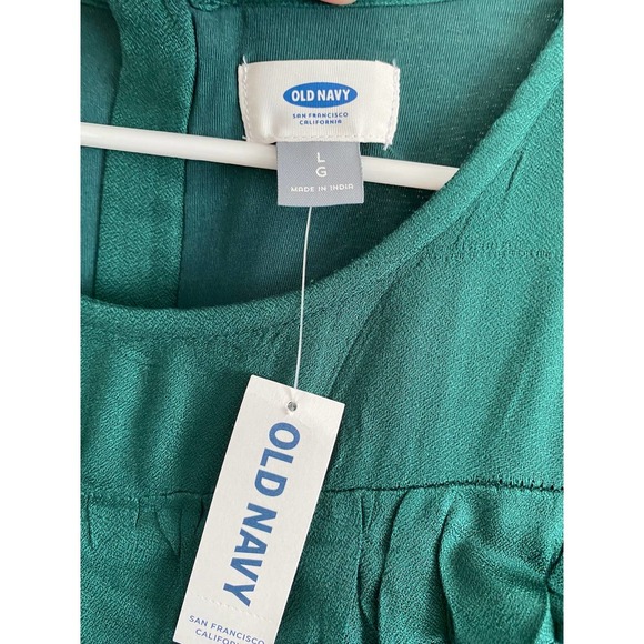 New Old Navy Dress Large Long Sleeve Ruffled Emerald Green - Picture 2 of 10